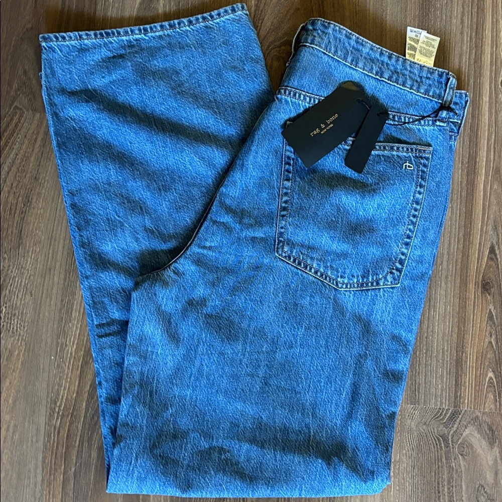 rag & bone women Lori mid-rise wide leg Blue Jeans